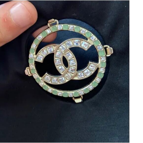 Chanel Black T-Shirt w/ Removable Crystal CC Brooch Size 42/44 - Picture 2 of 8